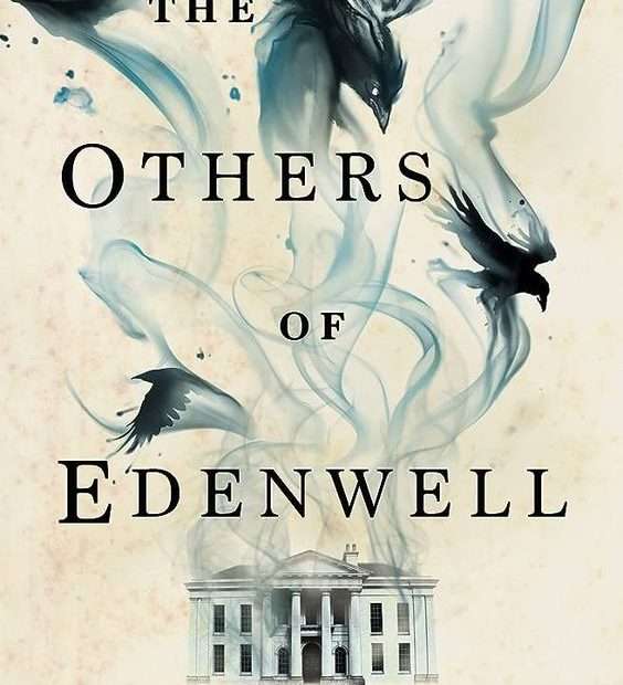 The front cover for The Others of Edenwell. The cover is white with the outline of a house. There is smoke coming out of the top of the house that become birds.