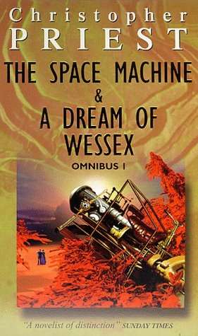 Book cover - The Space Machine and A Dream of Wessex. A space rocket appears to have crashed