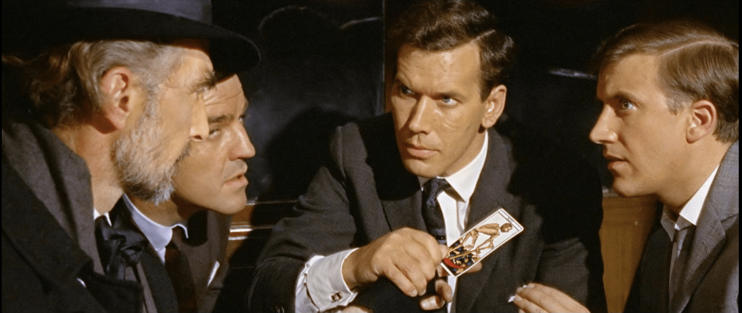 Peter Cushing, Roy Castle, Alan Freeman, and Neil McCallum in Dr. Terror's House of Horrors (1965)