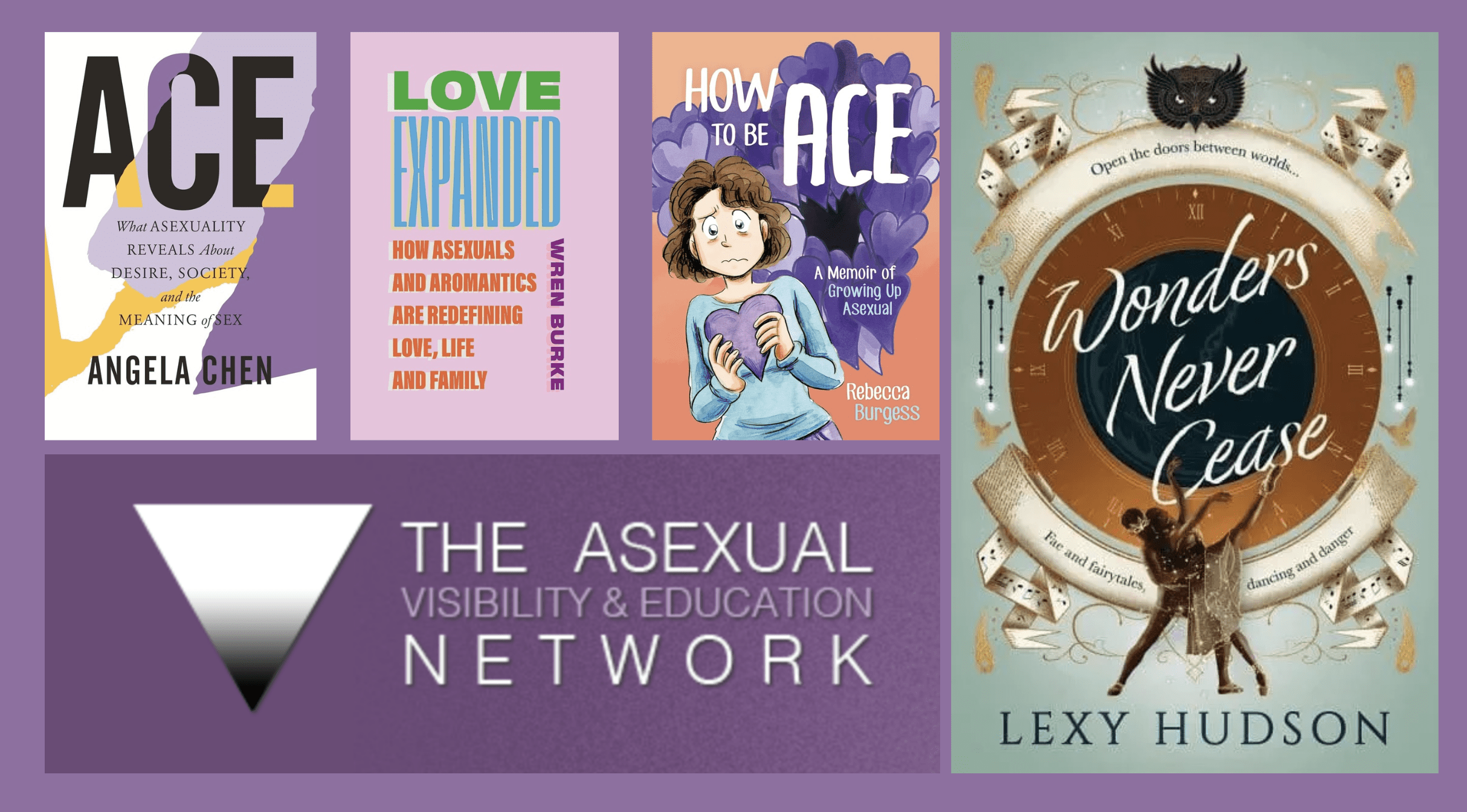 Covers of the a collection of books about asexuality
