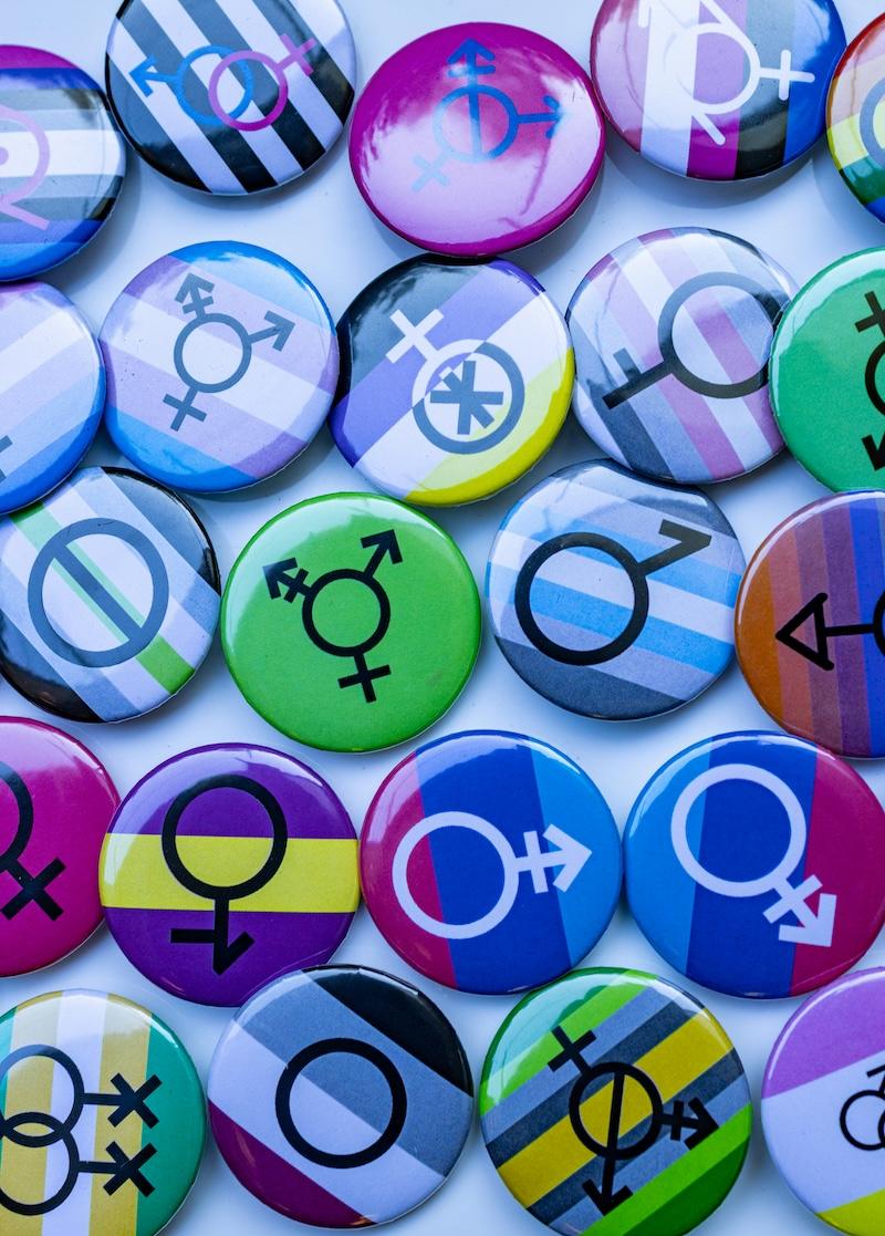 A collection of pride badges