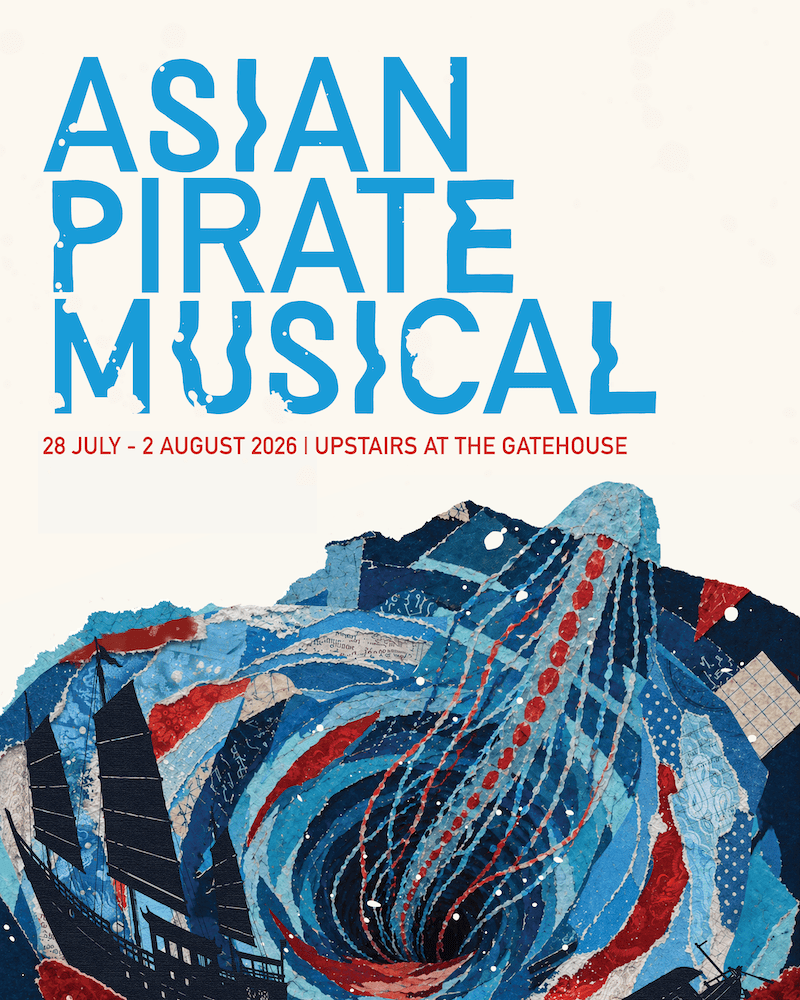 A graphic advertising Asian Pirate Musical's run at the Gatehouse, London