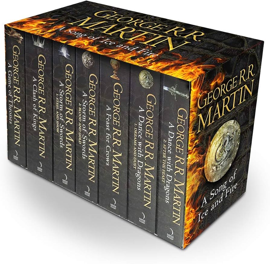 A box set of the George R R Martin "Song of Fire and Ice" series