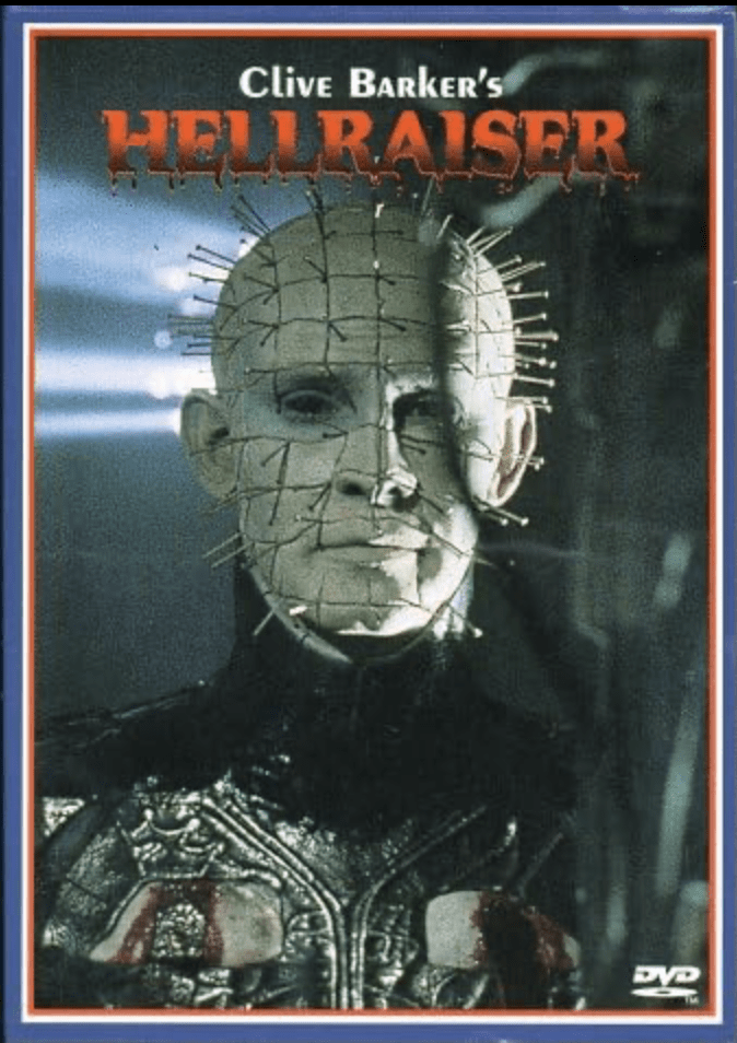 The DVD cover for Clive Barker's Hellraiser, featuring the character Pinhead