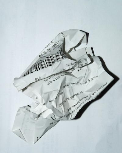 A scrunched-up receipt