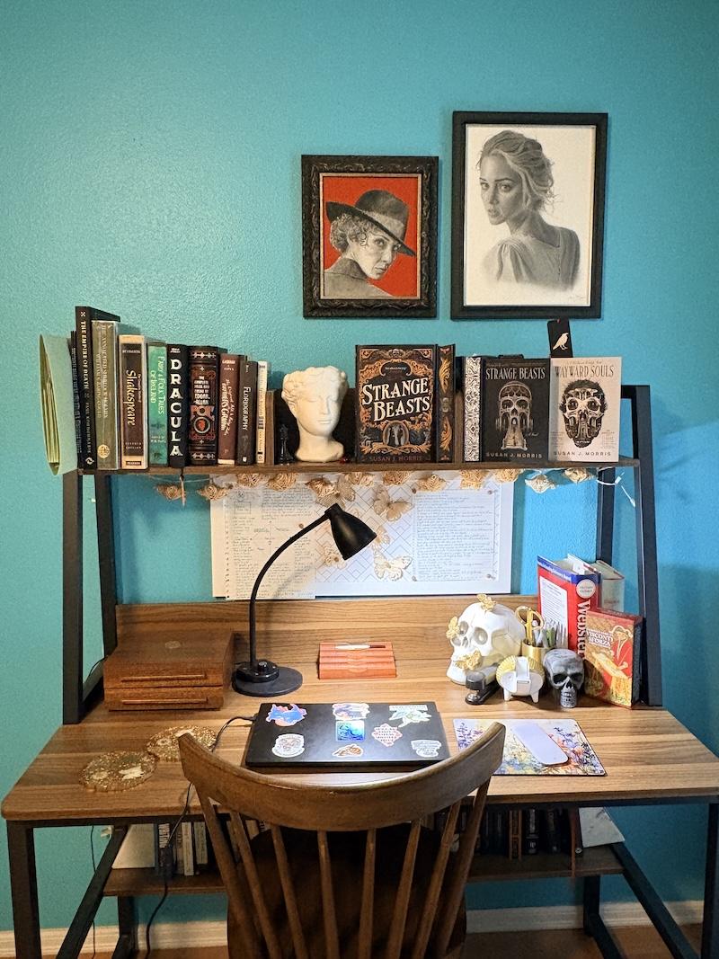 The desk of author Susan J Morris