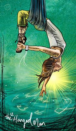 The Hanged Man tarot card from the Light Seer's Tarot deck